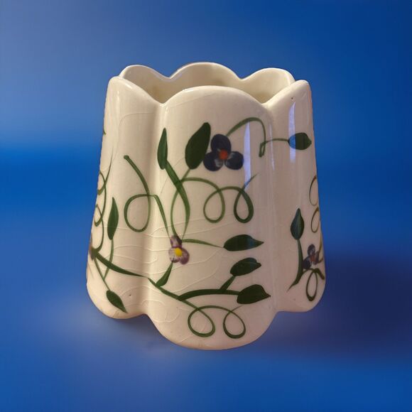 Home Interiors Small Candle Lamp Shade Jar Topper Floral Vines & Scalloped Edge - Picture 4 of 8